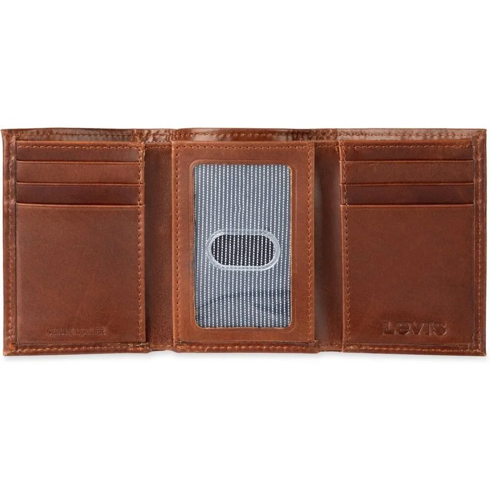 Men's Dark Tan Wallet Style Includes Window Credit Card Holder Designed